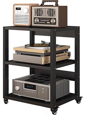 TemmuzX Mobilya Rack Hifi Ses Yüksek Mukavemetli, Tekerlekler, Stereo Bileşenler Için 3 Katmanlı Av Rafı ve Multimedya Desteği