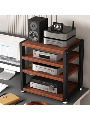 TemmuzX Raf Kayıt Standı, Kayıt Çalar ve Hifi Amplifikatör Için 4 Katmanlı Ses Rafı Standı 48CM Uzun CD ve Stereo Alıcı Kule Av Ekipmanları Depolama - Siyah