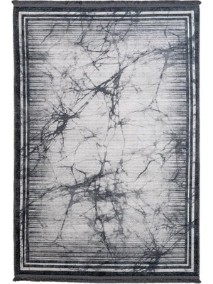 TemmuzX Gri Mermer Desenli Modern Kaymaz Taban Salon Halısı Dijital Baskı