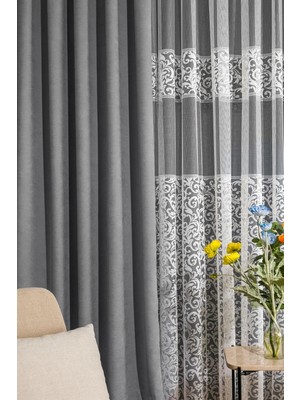 Gy Atelier Gri Pilesiz Ekstraforlu Düz Dikim Fon Perde Tek Kanat 12488 Lntgridz, 260 x 250