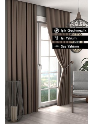 Gy Atelier Vizon Blackout Güneşlik Isı Işık Geçirmez Karartma Pilesiz Tek Kanat Fon,vizon 150 x 245