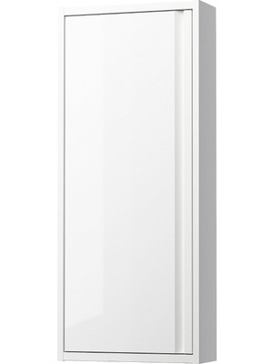 TemmuzX Angsjön Banyo Duvar Dolabı, Parlak Cila Beyaz Parlak Cila Beyaz 40X15X95 cm