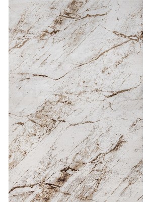 TemmuzX Beyaz Kahve Mermer Desenli Modern Kaymaz Taban Salon Halısı Dijital Baskı