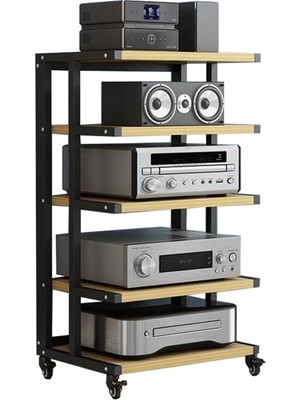 TemmuzX 4 Raflı Av Multimedya Standı, Hifi Amplifikatörler, Pikaplar, DVD Oynatıcılar ve Oyun Konsolları Için Mobil. Siyah ve Bej Modern Tasarımlar