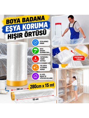 Marka Kolik Boya Badana Eşya Koruma Hışır Örtüsü 280 cm x 15 mt Yapışkanlı Hışır Örtü (Adet Fiyatıdır)