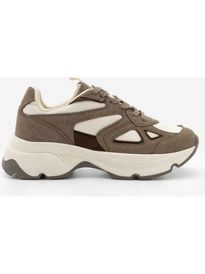 Marjin Kadın Sneaker Süet Malzemeden Yüksek Kalın Taban Termo Tabanlı Spor Ayakkabı