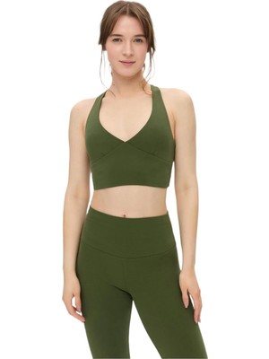 TemmuzX Gots Sertifikalı Organik Pamuk Halter Yaka Spor Büstiyer – Yüksek Destekli Yoga ve Pilates Spor Sütyeni