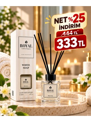 Royal Mum   Beyaz Sabun - White Soap - 100 ml Çubuklu Oda Ve Ortam Kokusu