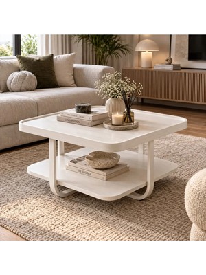 Klass Dekor Ceviz/ Meşe/ Beyaz/ Siyah Masif Ahşap Balkon- Hol- Koridor- Mutfak- Salon- Ofis Bonello Orta Sehpa 80 x 80 cm