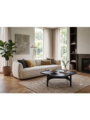 Klass Dekor Ceviz/ Meşe/ Beyaz/ Siyah Renk, Masif Doğal Ahşap Iskandinav Tasarım Fox Salon Kare Orta Sehpası 90 x 90 cm