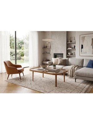 Klass Dekor Ceviz/ Meşe/ Beyaz/ Siyah Renk Temperli Cam Masif Doğal Ahşap Iskandinav Tasarım Jasmin Salon Dikdörtgen Orta Sehpa 70 x 110 cm