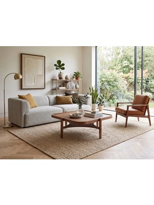 Klass Dekor Ceviz/ Meşe/ Beyaz/ Siyah Renk, Masif Doğal Ahşap Iskandinav Tasarım Fox Salon Kare Orta Sehpası 90 x 90 cm