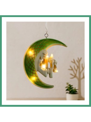 S'82 Ramazan LED Perde Lamba 3m (Fişli, Eklemeli) Yeşil Hilal Cami Yıldız BZS82