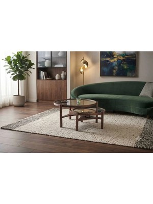 Klass Dekor Ceviz/ Meşe/ Siyah/ Beyaz Renk Temperli Cam Masif Doğal Ahşap Modern Iskandinav Clover Camlı Orta ve Yan Sehpa Set