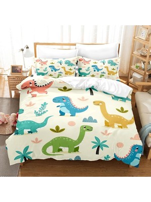 TemmuzX Nevresim Takımı 200 x 220 cm Tatlı Dinozor Nevresim Takımı, Fermuarlı, Fermuarlı, Yetişkinler ve Çocuklar Için, Yumuşak, Nefes Alan Mikrofiber Nevresi