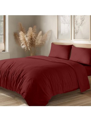 TemmuzX Organik Pamuk Akfil Nevresim Takımı Tek Kişilik 160X220 cm Koyu Bordo Koyu Bordo 160 x 220