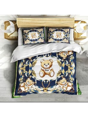 TemmuzX Nevresim Takımı 200 x 220 Teddybär Bär Nevresim Takımı, Fermuarlı Kilitli, Yetişkinler ve Çocuklar Için, Yumuşak, Nefes Alan Mikrofiber Nevresim + 2 Y