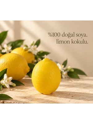 TemmuzX Limon Kokulu %100 Doğal Soya Mum, Limon Şekilli