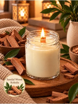 TemmuzX 210 ml Kokulu Mini Kavanoz Mum - Sandal Wood