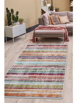 TemmuzX Halı Multi Cool Yıkanabilir Saçaksız Kesme Ince Yolluk Kilim Salon Halısı Modelleri, Uygun 40X60