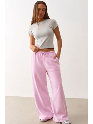 Madmext Pembe Geniş Paça Barrel Fit Eşofman Altı MG2646