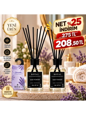 Royal Mum Bebek Pudrası 2'li Set (Baby Powder) Çubuklu Oda Kokusu 50 ml - Kalıcı ve Ferah Ev Kokusu