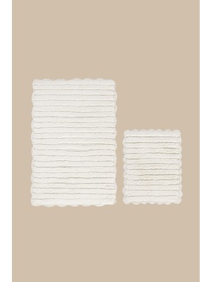İrya Arora 2'li Takım %100 Pamuk Banyo Paspası 40X50+60X90 cm Milk Ekru