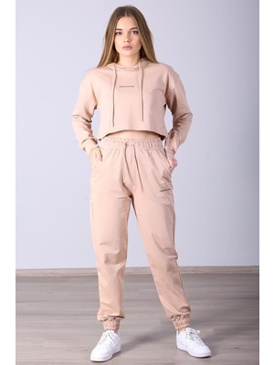 Madmext Mad Girls Camel Kapüşonlu Kadın Eşofman Takımı MG465-4