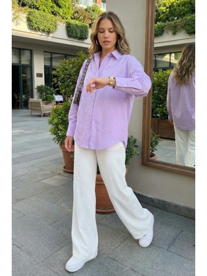 Madmext Mad Girls Lila Oversize Gömlek MG1369