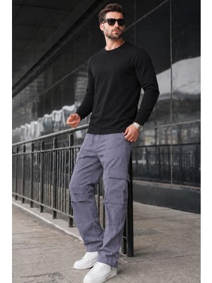 Madmext Füme Geniş Paça Kargo Cep Erkek Pantolon 6826