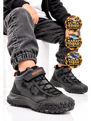 Walkway Füme-Turuncu Cırt Bantlı Kauçuk Tabanlı Erkek Çocuk Sneaker Bot Nexo 2280