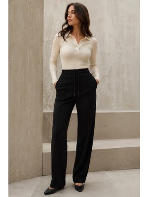 Madmext Siyah Beli Ayarlanabilir Geniş Paça Eşofman MG2215
