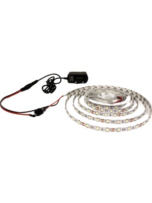 BVS 12V Beyaz Şerit LED 4 m 3 Çipli Enerji Tasarruflu İç Mekan Aydınlatma Seti 14,4 W Güç