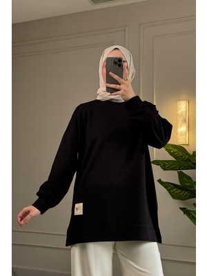 Suede Style 5415 -2 Iplik Ince Rahat, Basic Düz Kadın Uzun Sweatshirt