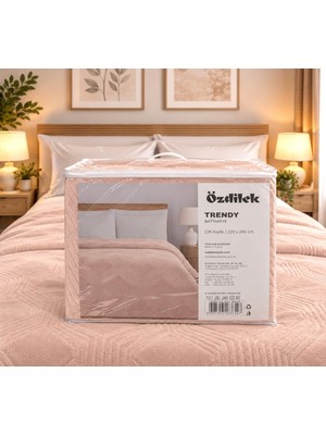 Özdilek Trendy Embos Çift Kişilik Battaniye (220X240)-ART Deco Cameo Rose (Pamuk Şekeri) Yeni