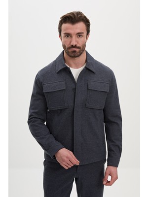 MCR Düz Slim Fit Gömlek Yaka Gizli Düğme Jogger Pantolonlu Mont Pantolon Takım