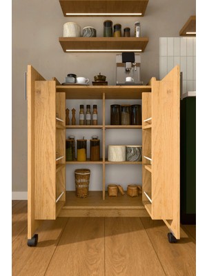 Asra Trend Lüks 2 Kapılı Çok Amaçlı Kiler Dolabı %100 Mdf Erzak Organizer Mutfak Dolabı MK08