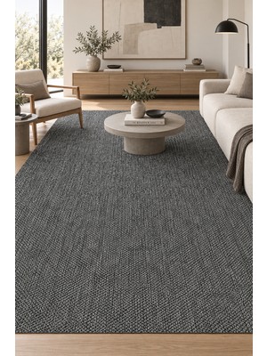 Ela Home Katman Antrasit Özel Ölçü Sisal Görünümlü Kaydırmaz Taban Robot Süpürge Uyumlu Mutfak Koridor Halısı