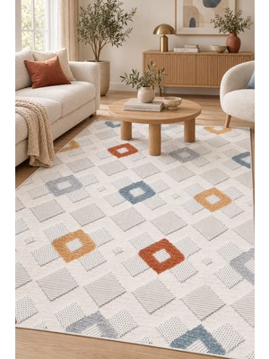 Ela Home Osırıs Dekoratif Desenli Polyester Halı, Robot Süpürgeye Uyumlu, Leke Tutmaz, Kolay Temizlenebilir,