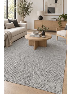 Ela Home Katman Beyaz Antrasit Sisal Dokulu Kaydırmaz Robot Süpürgeye Uyumlu Özel Ölçü Kolay Temizlenebilir M