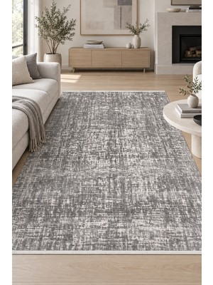 Ela Home Idema Gri Özel Ölçü Akrilik Salon Oturma Odası Koridor Halısı Robot Süpürge Uyumlu Kolay Temizlenebi