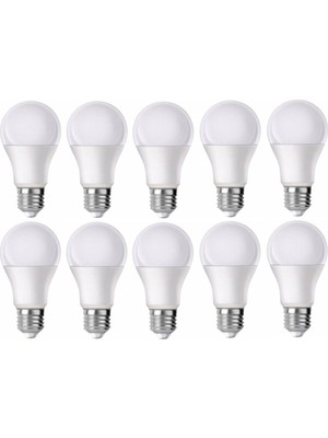 Noas 10 Lu Paket E27 Duylu 9 Watt Beyaz Işık LED Ampul Enerji Tasarruflu Gün Işığı Renk Sıcaklığı