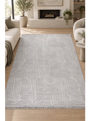 Ela Home Eliptik Gri Sisal Görünümlü Salon Oturma Odası Koridor Halısı Robot Süpürge Uyumlu Kolay Temizlenebi
