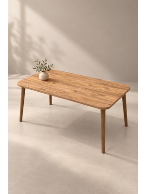 Odera Ceviz Torna Ayaklı Orta Sehpa 90X50 cm Masif Ahşap Ayaklı Klasik Modern Salon Sehpası