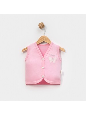 Lovemaxx Kelebek Nakışlı Kız Bebek Yelek