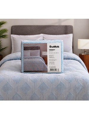 Özdilek Trendy Embos Çift Kişilik Battaniye (220X240)-ART Deco Buz Mavi