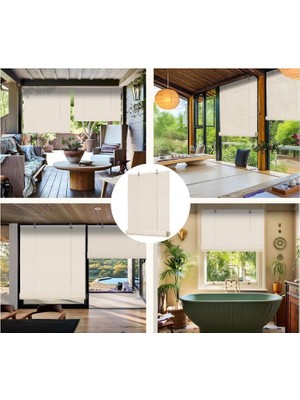 TemmuzX Panama Rattan Stor Perde, Doğal Hasır Desen,jaluzi,uv Dayanıklı Özel Plastik Malzeme,su ile Temizlenebilir. (Offwhite/kırık Beyaz, 150X180 Cm)