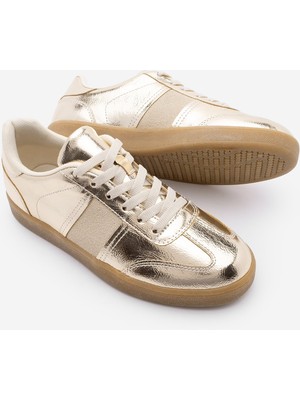 Marjin Kadın Sneaker Retro Spor Ayakkabı Penor Altın