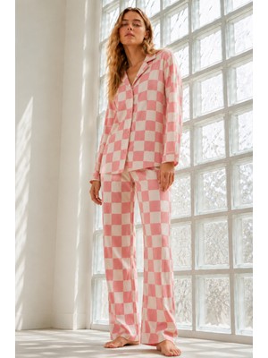 Miss Art Kadın Regular Bürümcük Pembe Pijama Takımı