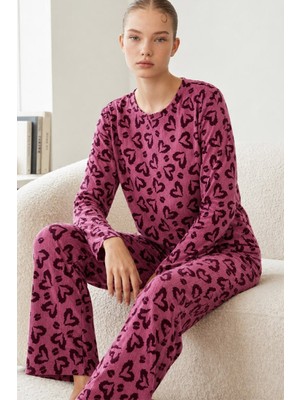 Miss Art Kadın Çizgili Regular Fit Lila Pijama Takımı 4764